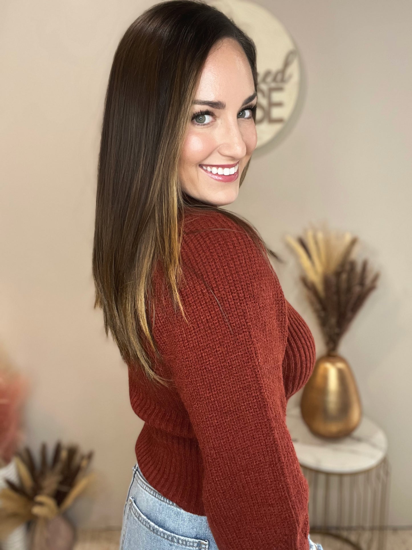 Kaitlin Rust Cutout Sweater