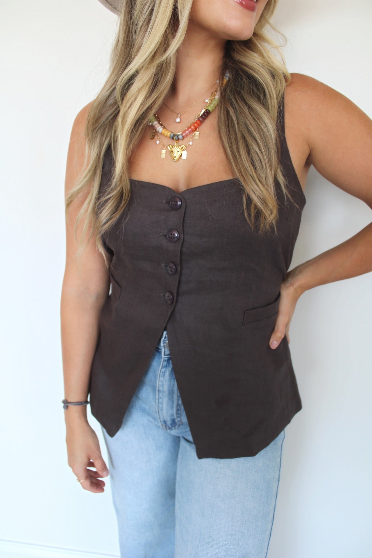 Blair Linen Vest Top