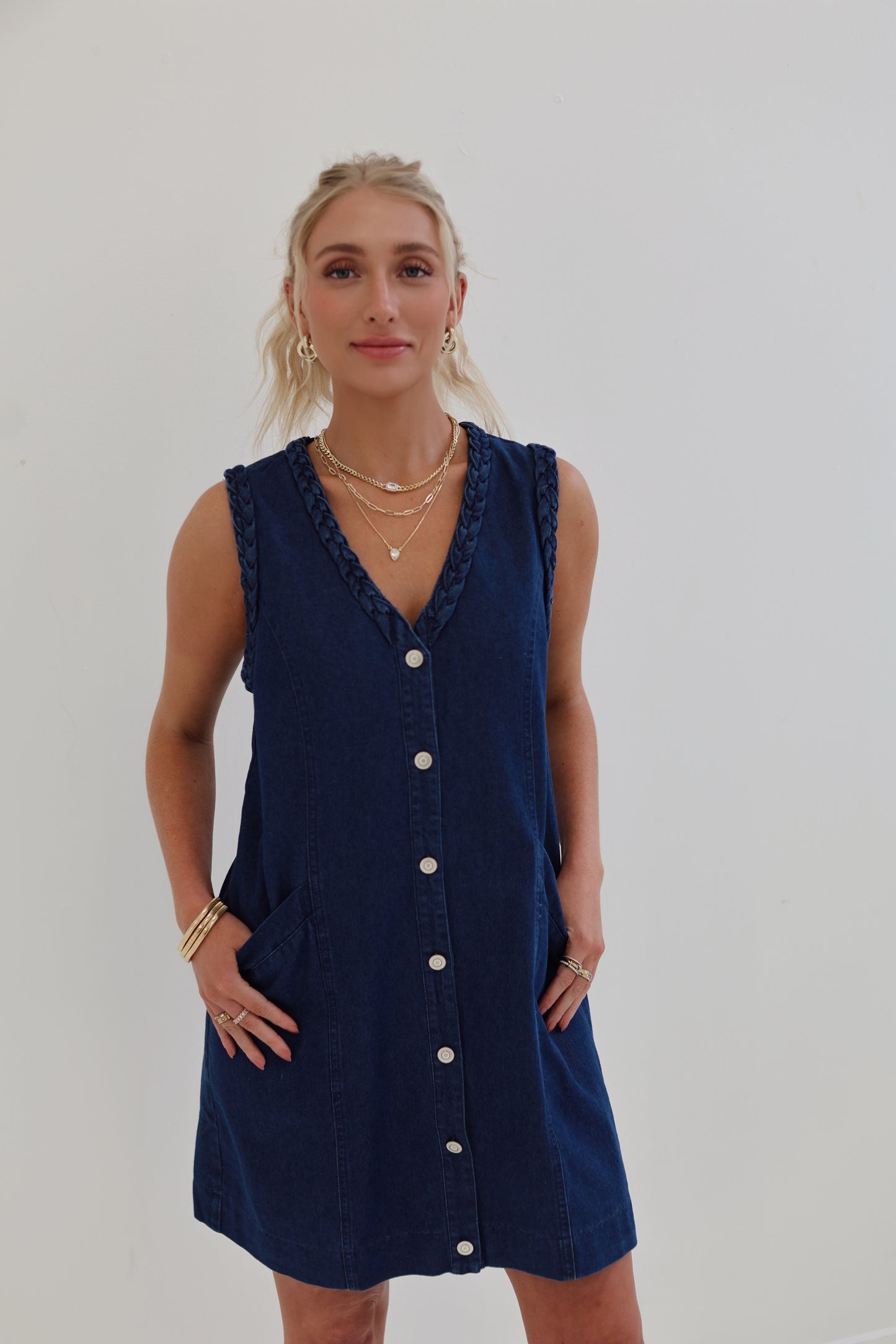 Summer Nights Braided Denim Dress