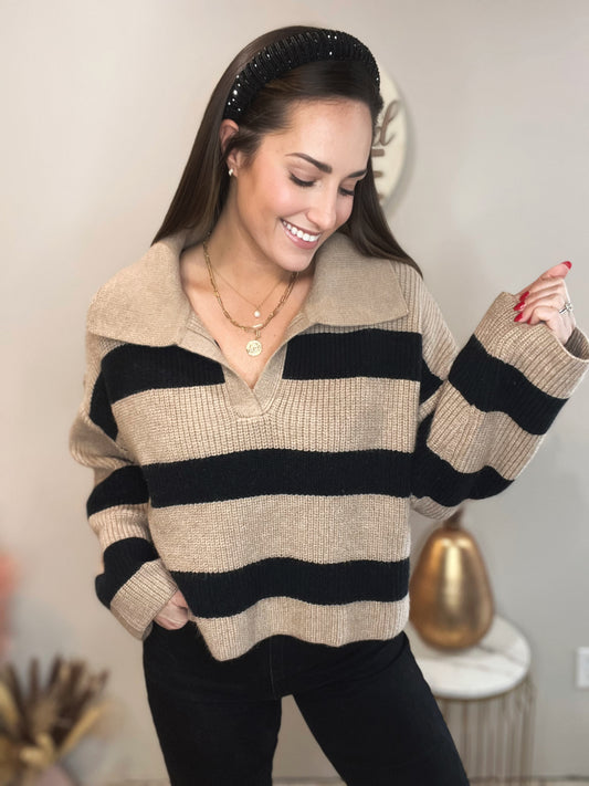 Skylar Striped Collared Sweater