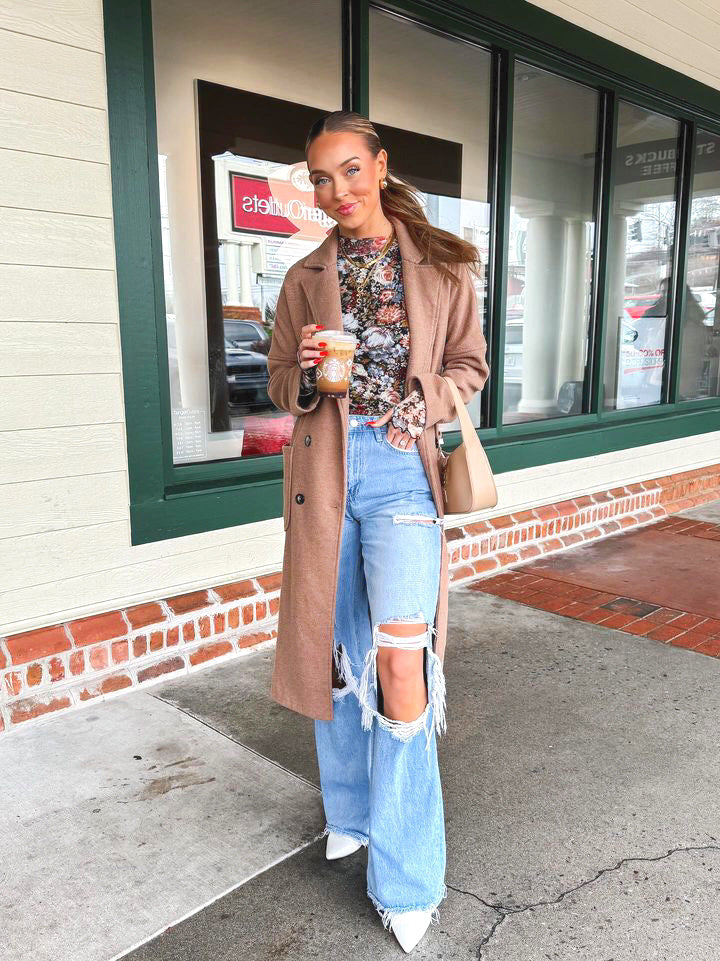 Mesh Floral Long Sleeve Top