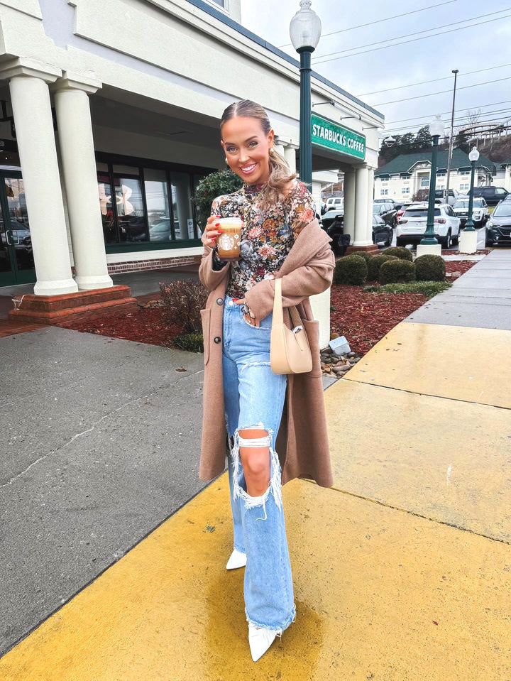 Mesh Floral Long Sleeve Top
