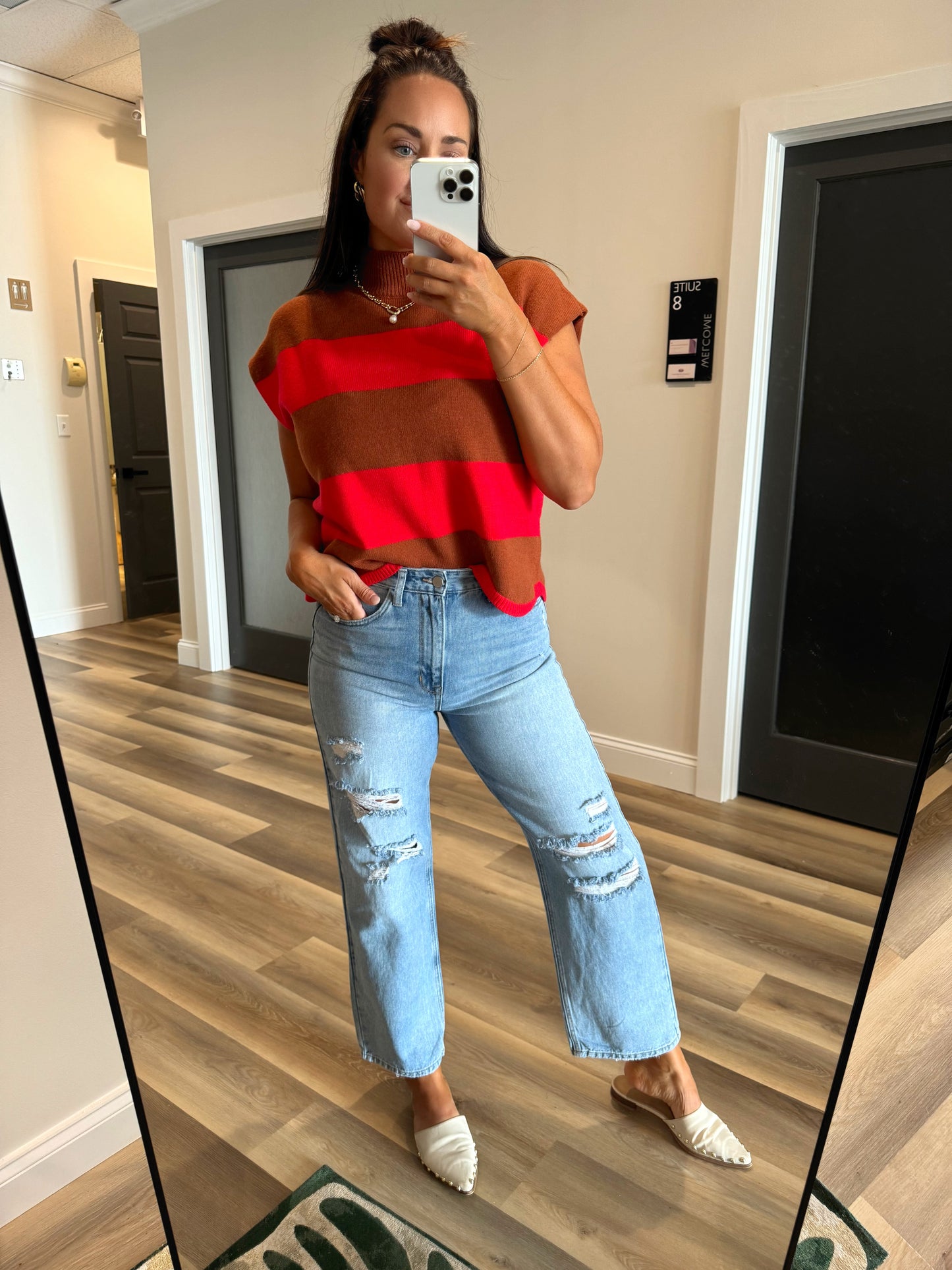 Autumn Stripes Sleeveless Sweater