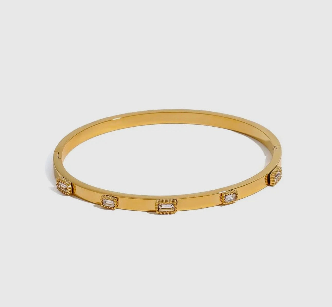 Cubic Zarconia Gold Bangle Waterproof Bracelet