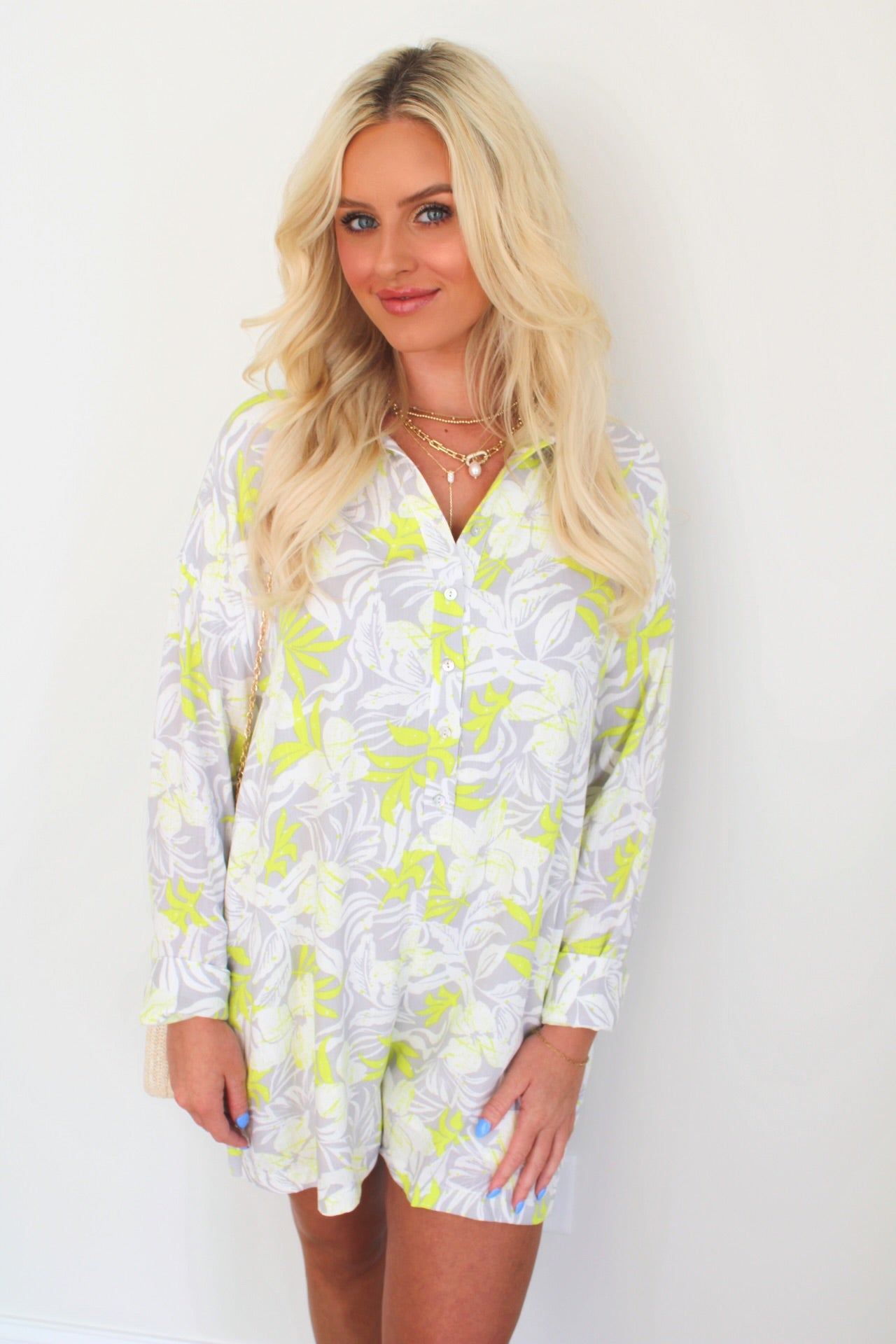 Full Swing Floral Long Sleeve Romper