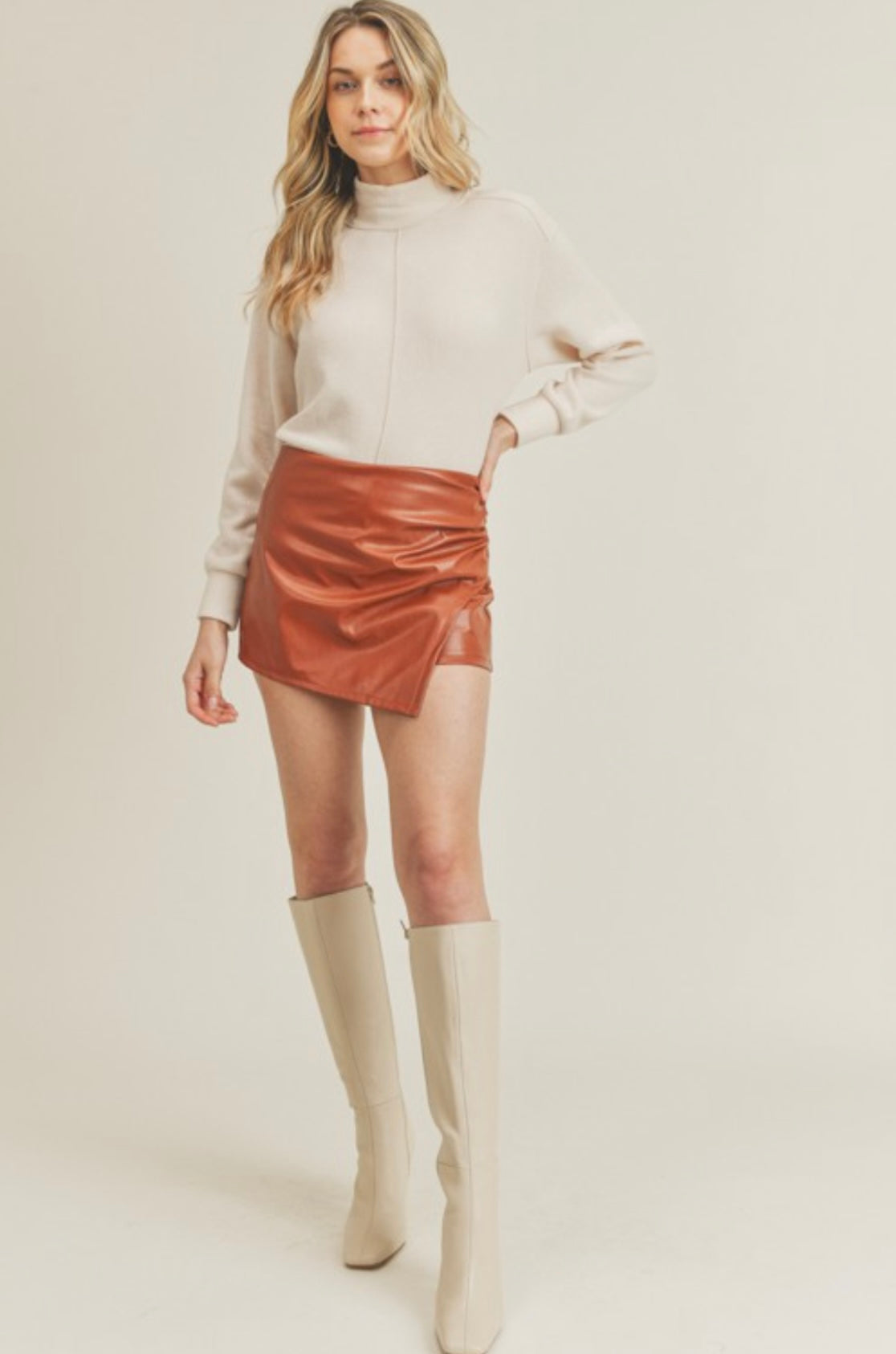 Burnt Orange Pleather Skort