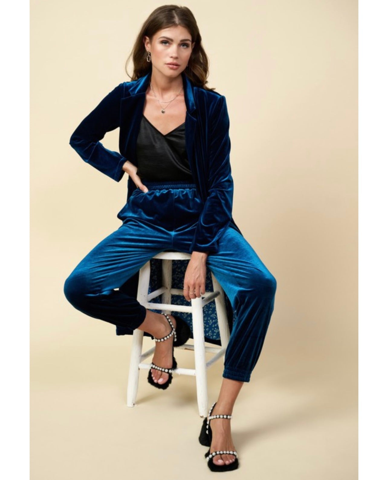 Midnight Blue Velvet Duster