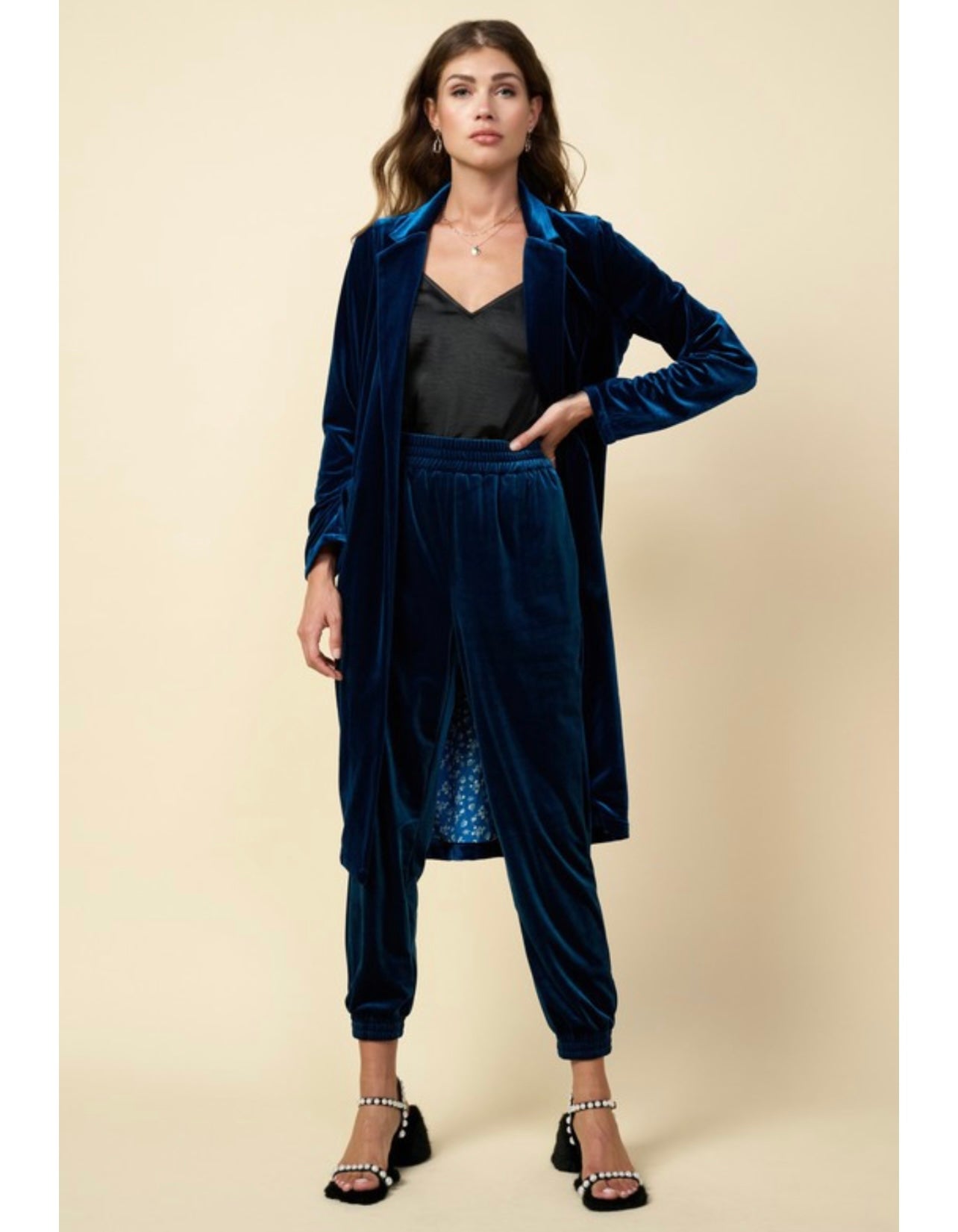 Midnight Blue Velvet Joggers