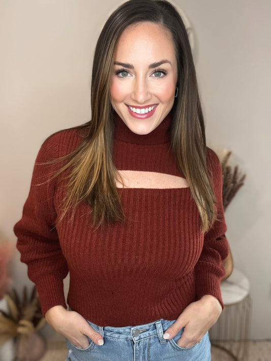 Kaitlin Rust Cutout Sweater