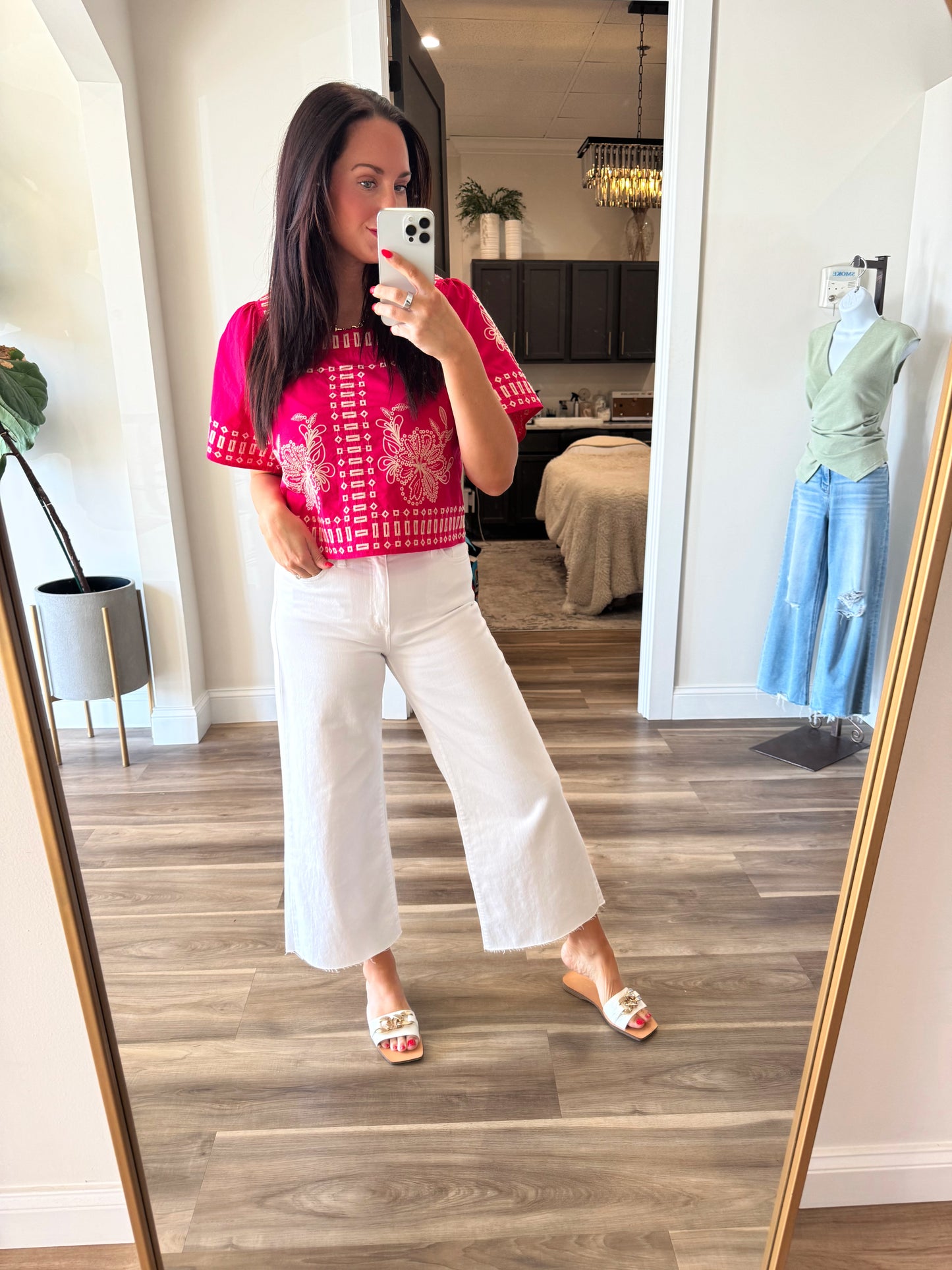 Pink Paloma Embroidered Top