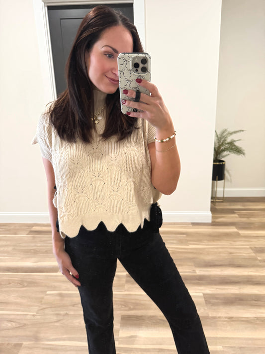Olivia Scallop Knit Top
