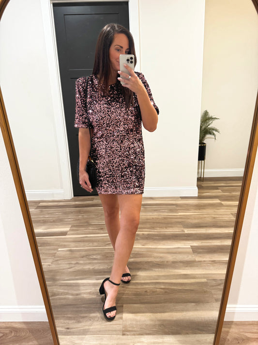 Midnight Rosé Sequin Dress
