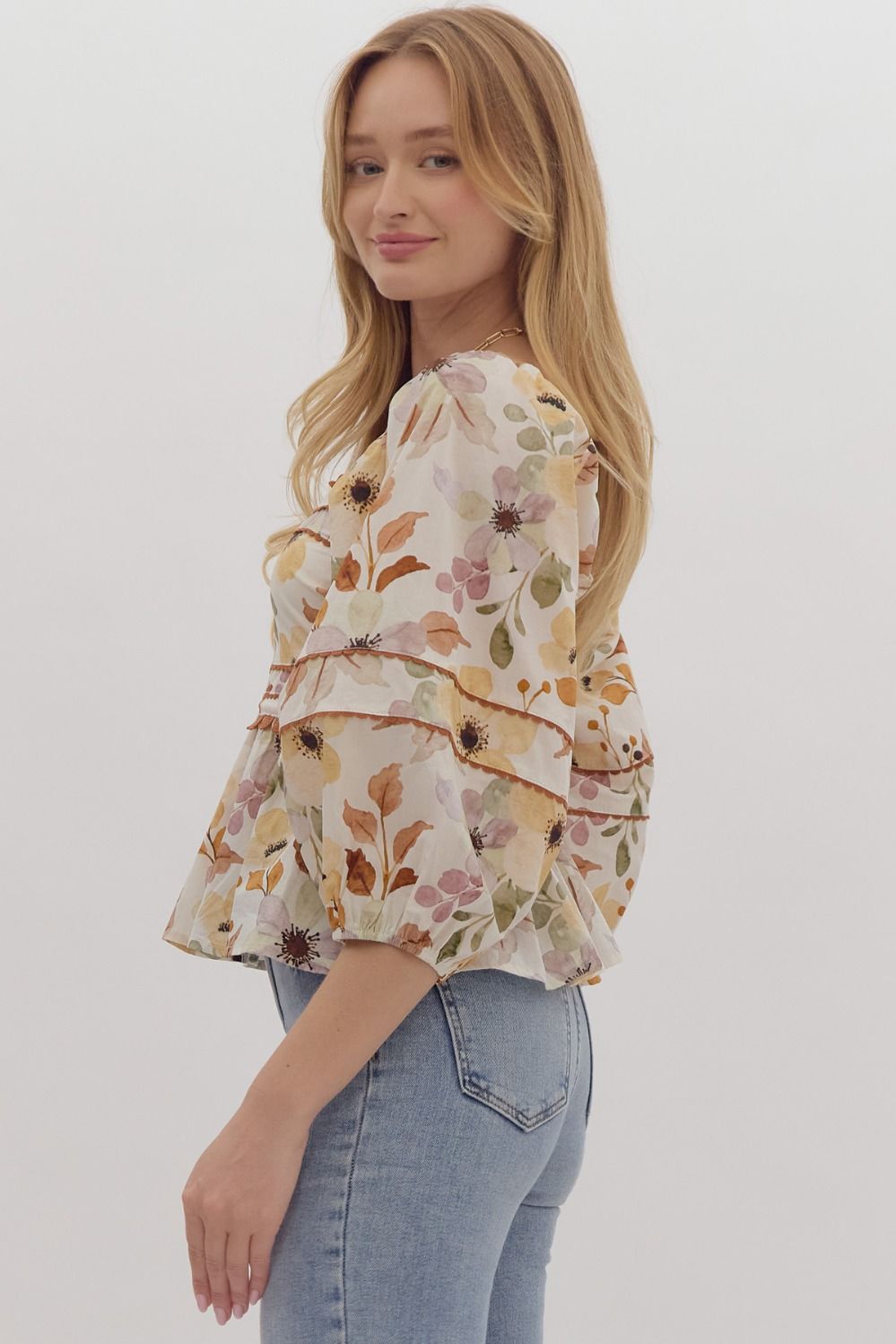 Autumn Blooms Peplum Top