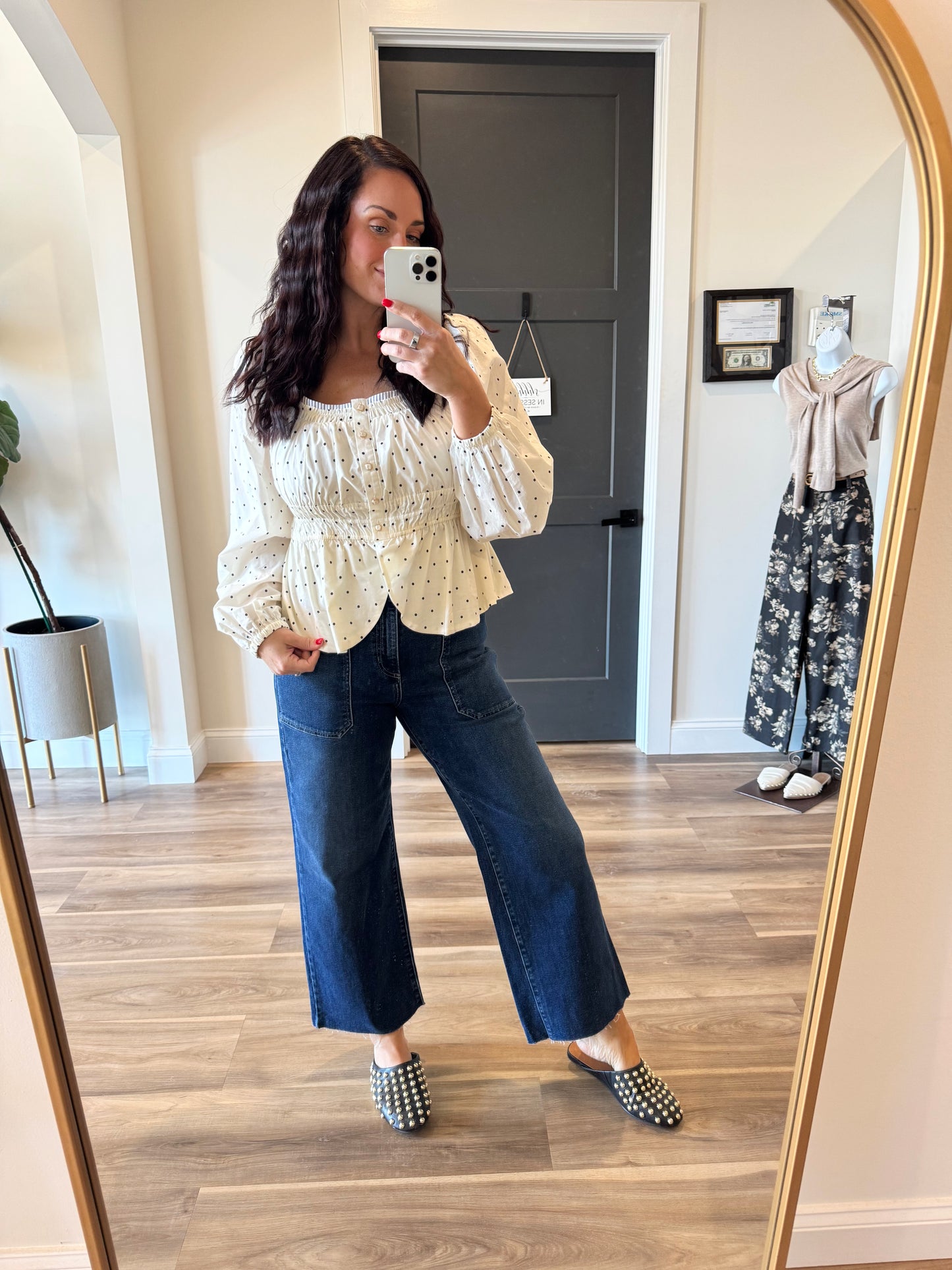 Monroe Polka Dot Peplum Top