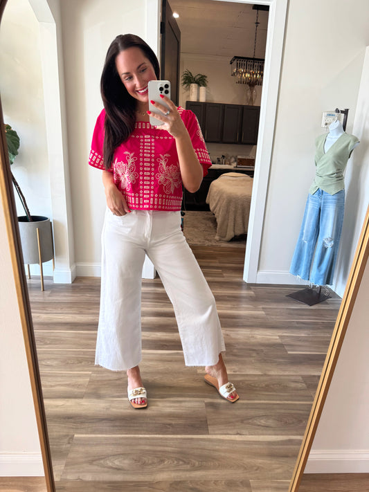 Pink Paloma Embroidered Top
