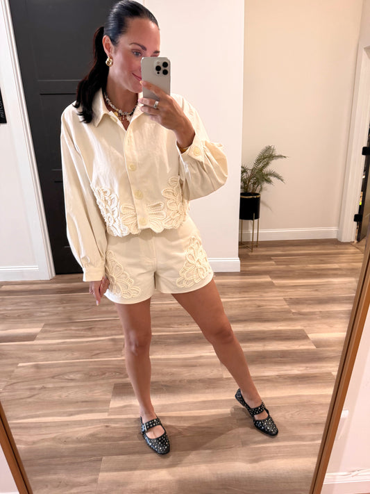 Rosalyn Floral Embellished Shorts