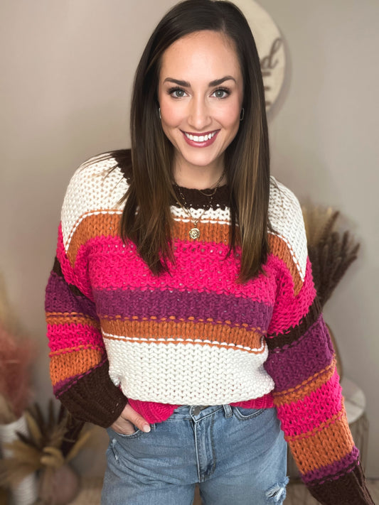 Cozy Up Color Block Knit Sweater