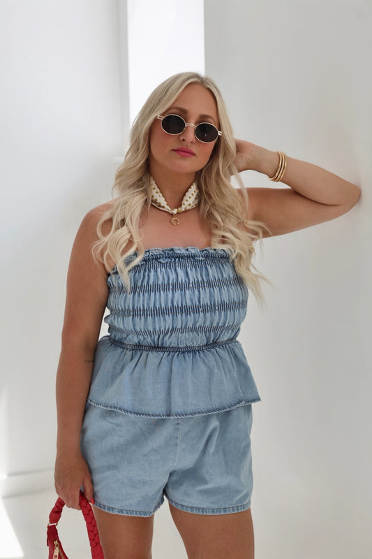 Coastal Crush Denim Romper