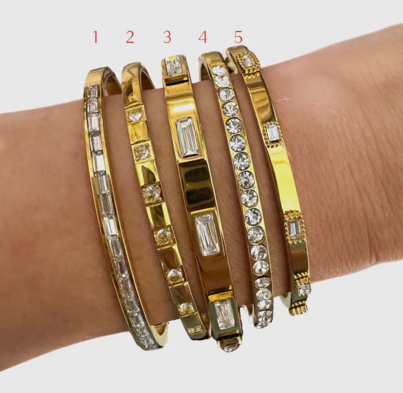 Cubic Zarconia Gold Bangle Waterproof Bracelet
