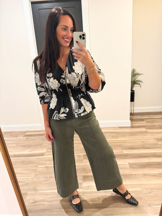 Noir Bloom Peplum Top