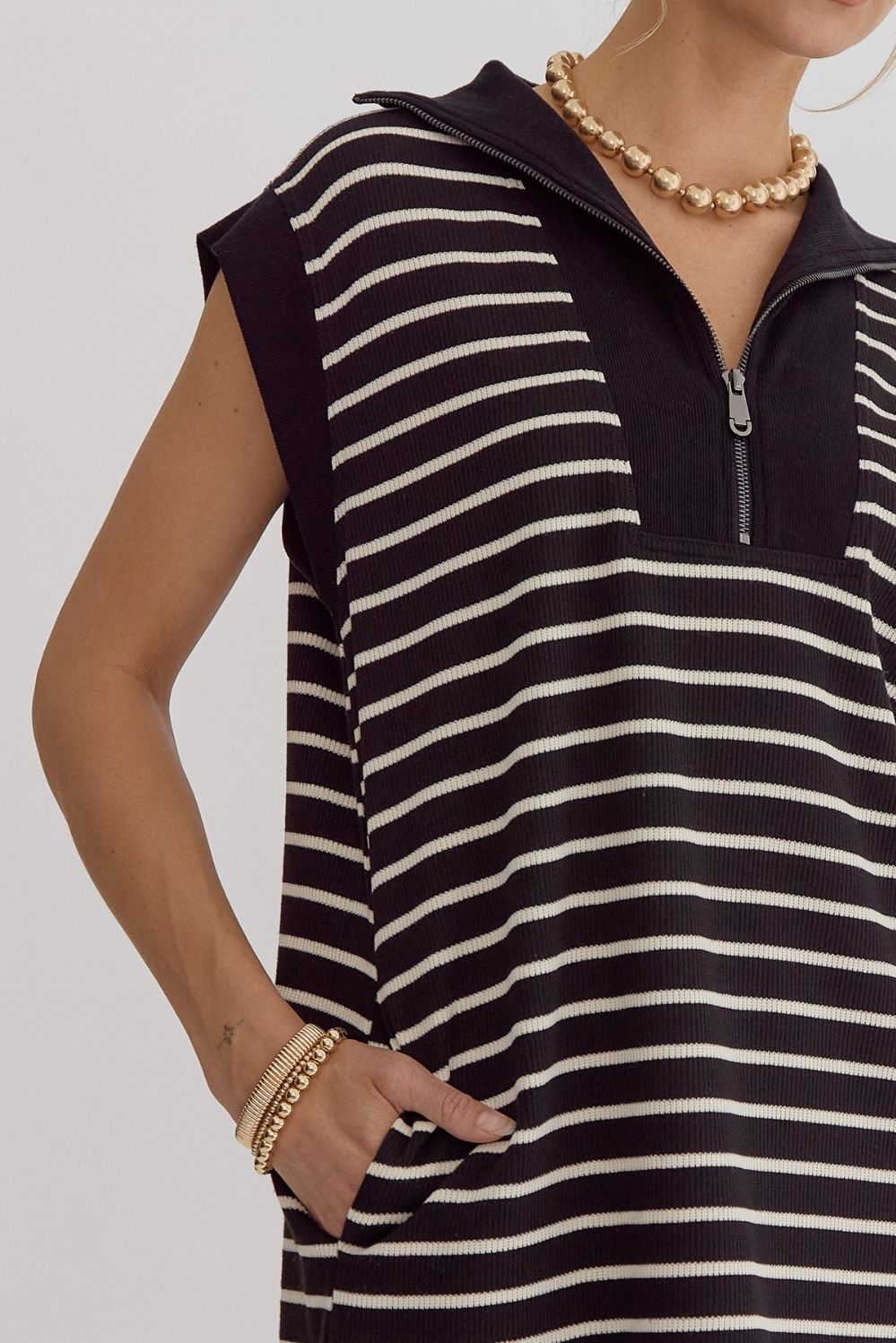 Black & White Striped Athleisure Dress