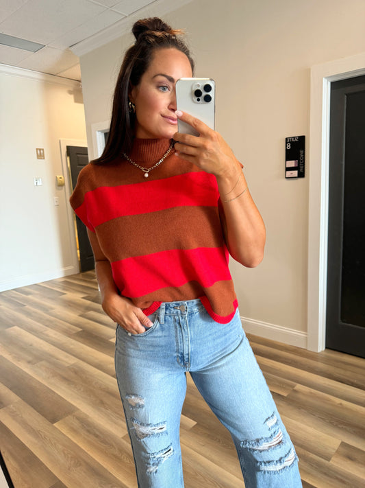 Autumn Stripes Sleeveless Sweater