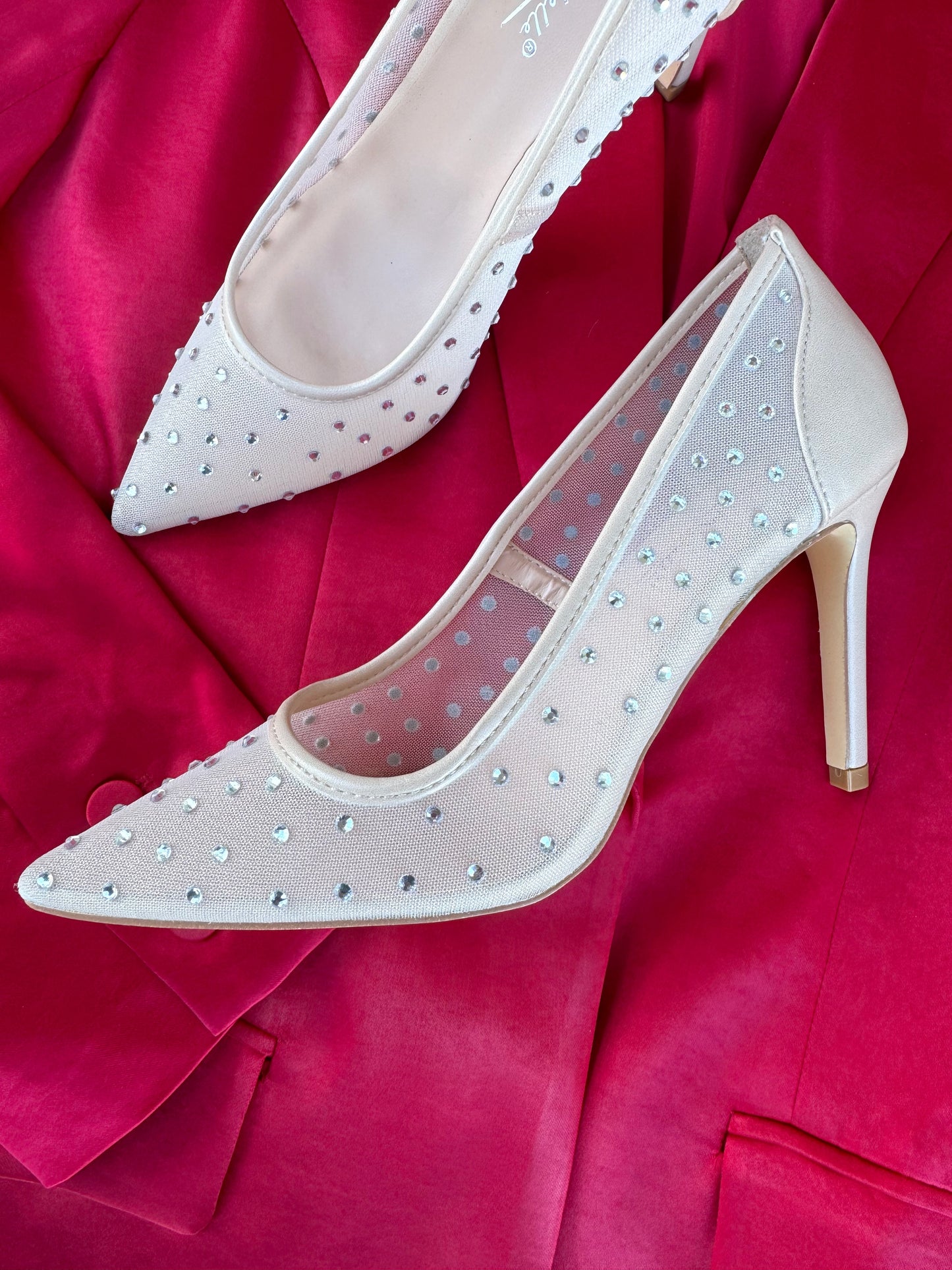 Naomi Rhinestone Embellished Mesh Heel