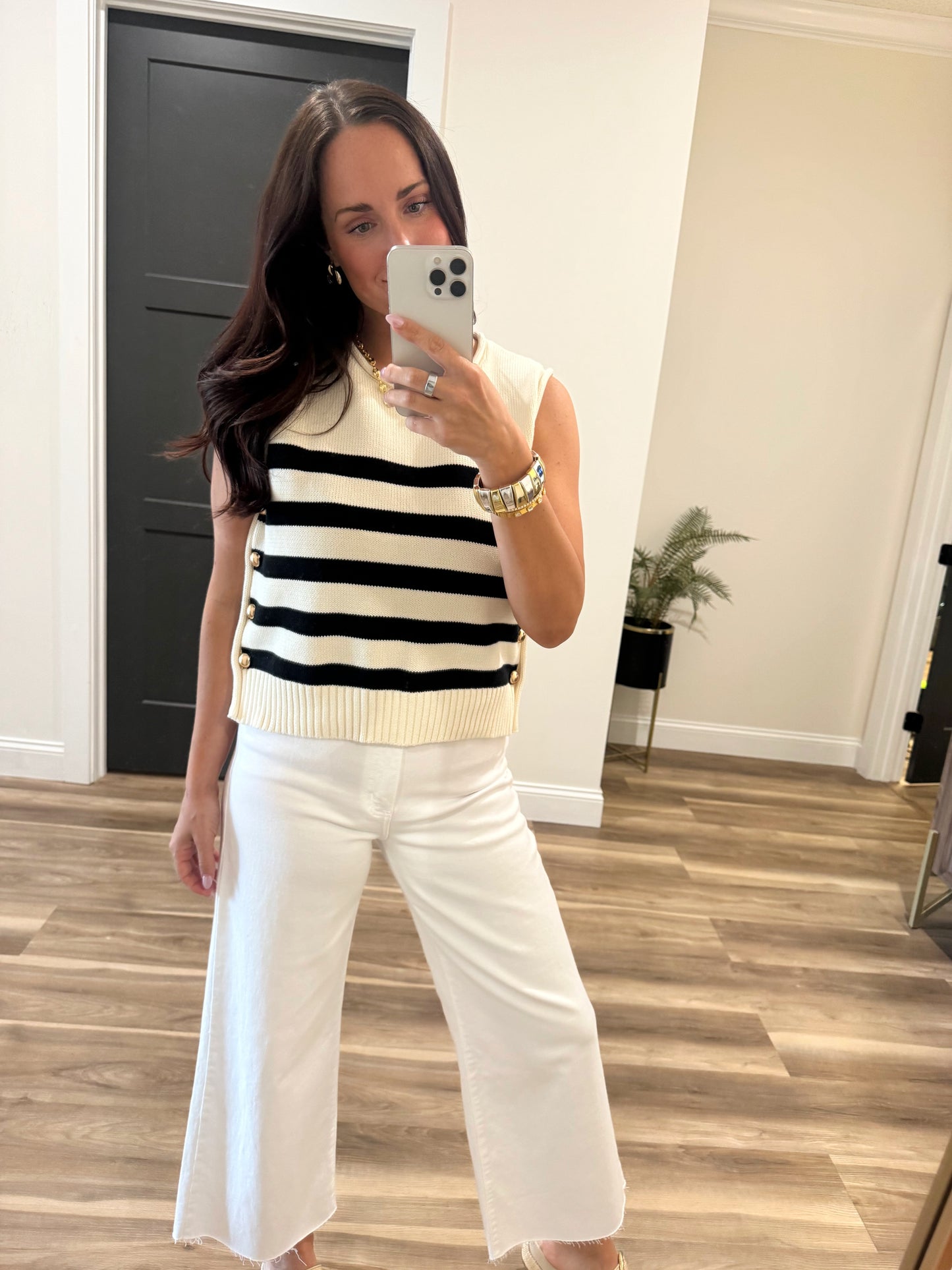 Monaco Stripe Button-Detail Tank