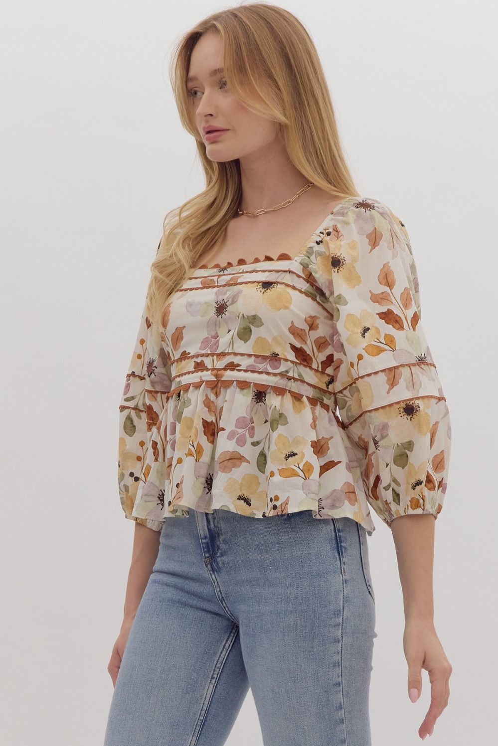 Autumn Blooms Peplum Top