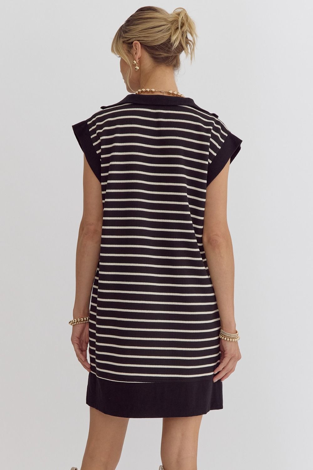 Black & White Striped Athleisure Dress