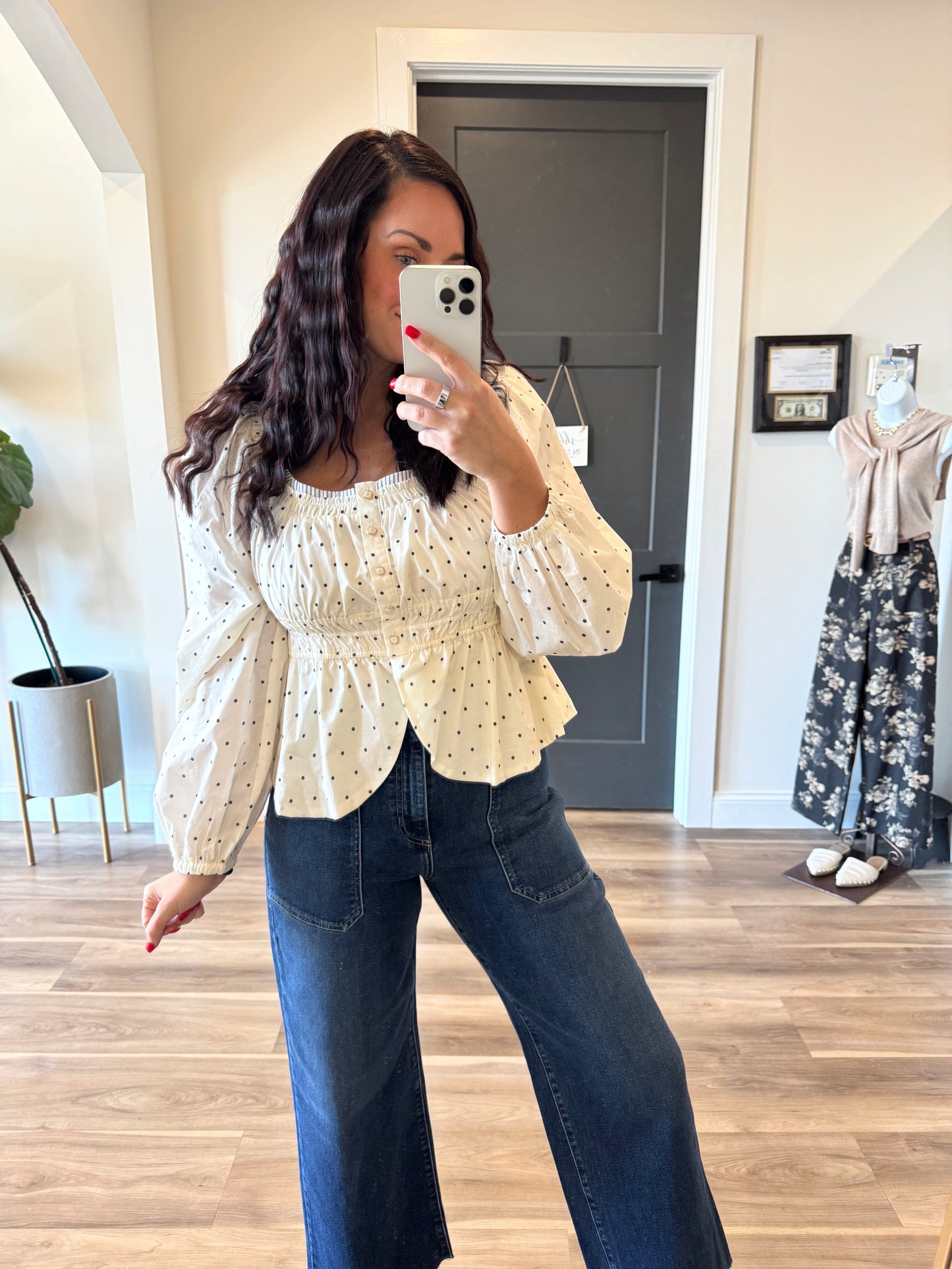 Monroe Polka Dot Peplum Top