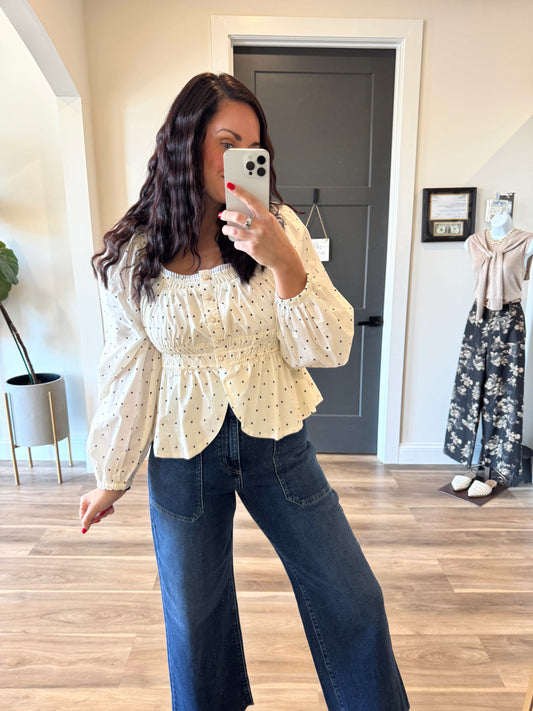 Monroe Polka Dot Peplum Top