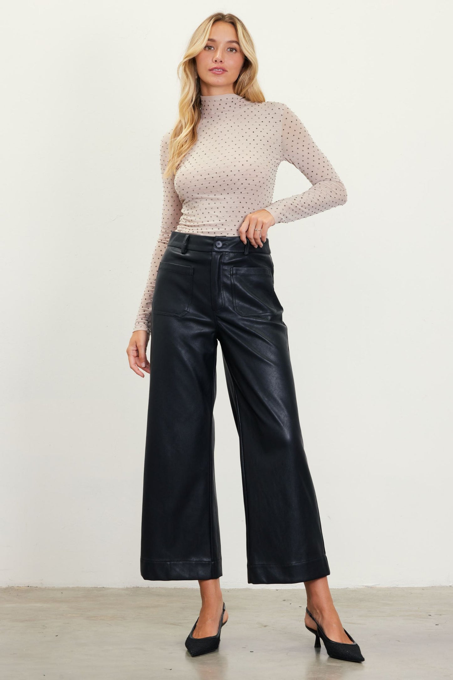 Noir High Waisted Faux Leather Pants