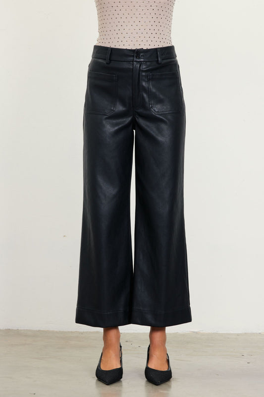 Noir High Waisted Faux Leather Pants