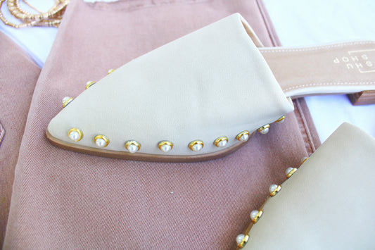 {ShuShop} Pearl Studded Mules