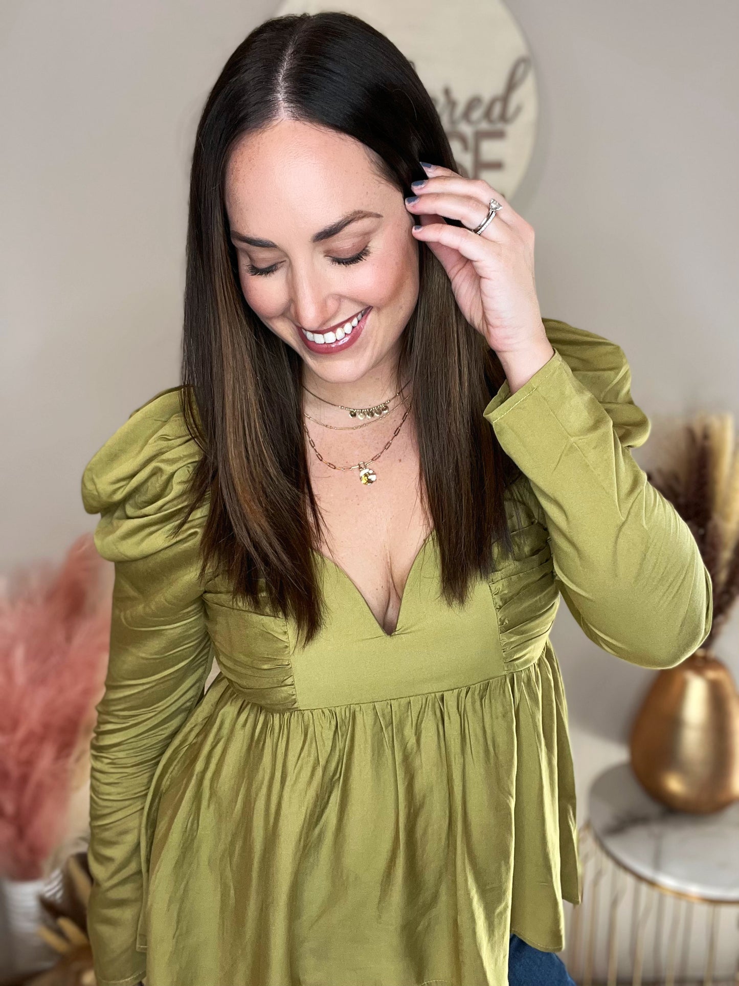 Rise Above Olive Babydoll Top