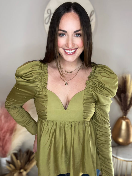 Rise Above Olive Babydoll Top